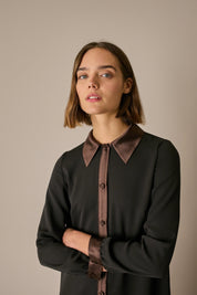 Silk shirt dress with belt