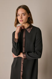 Silk shirt dress with belt