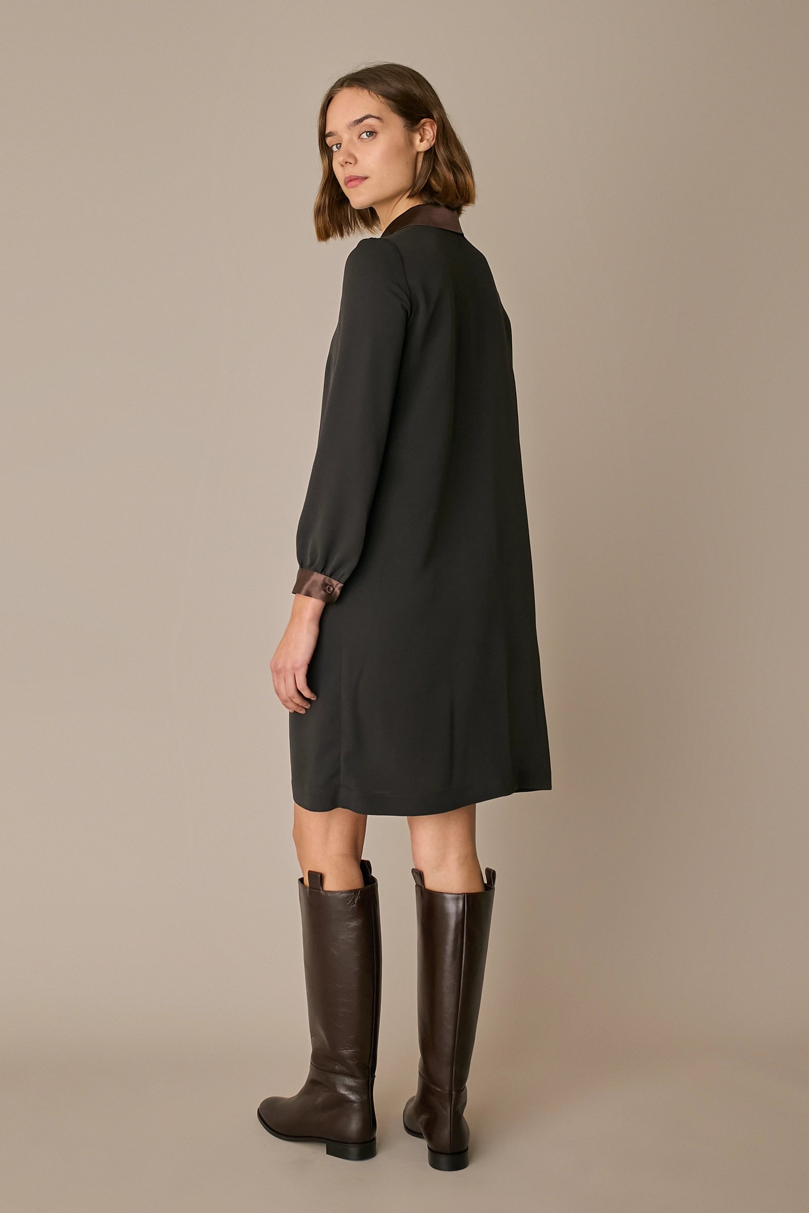 Silk shirt dress with belt