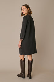 Silk shirt dress with belt