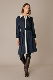 Silk blend shirt dress with belt