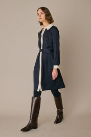 Silk blend shirt dress with belt