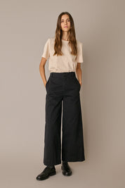 Cotton trousers with adjustable waist tabs
