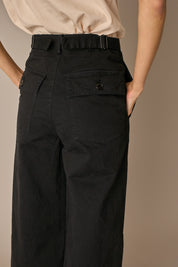 Cotton trousers with adjustable waist tabs