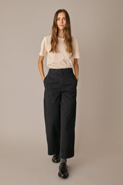Cotton trousers with adjustable waist tabs