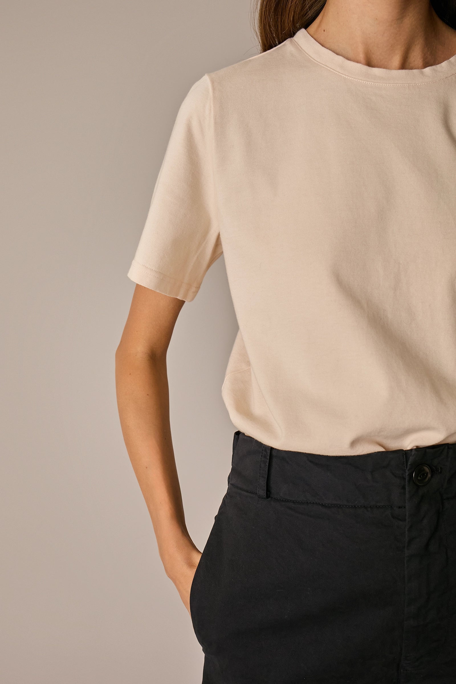 Cotton trousers with adjustable waist tabs