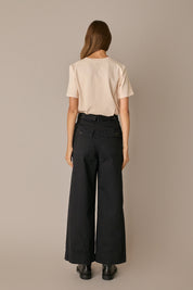 Cotton trousers with adjustable waist tabs