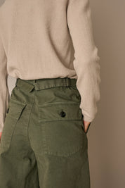 Cotton trousers with adjustable waist tabs