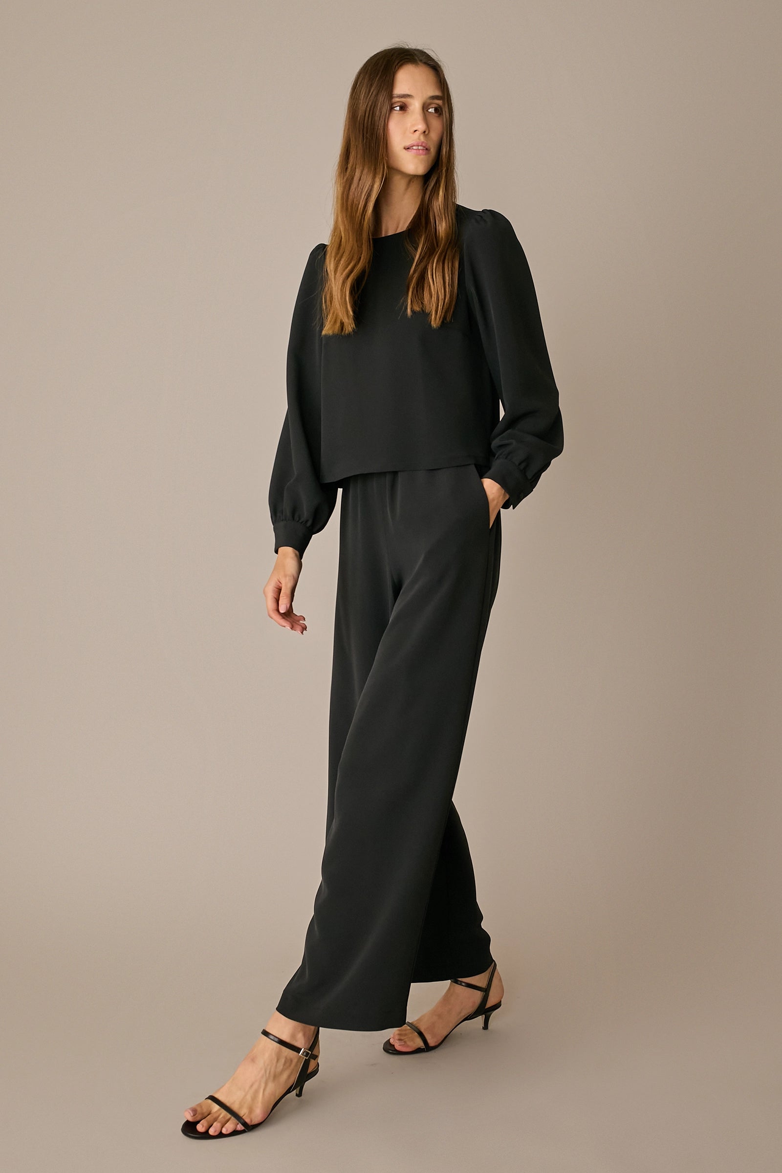 Fluid silk blend trousers