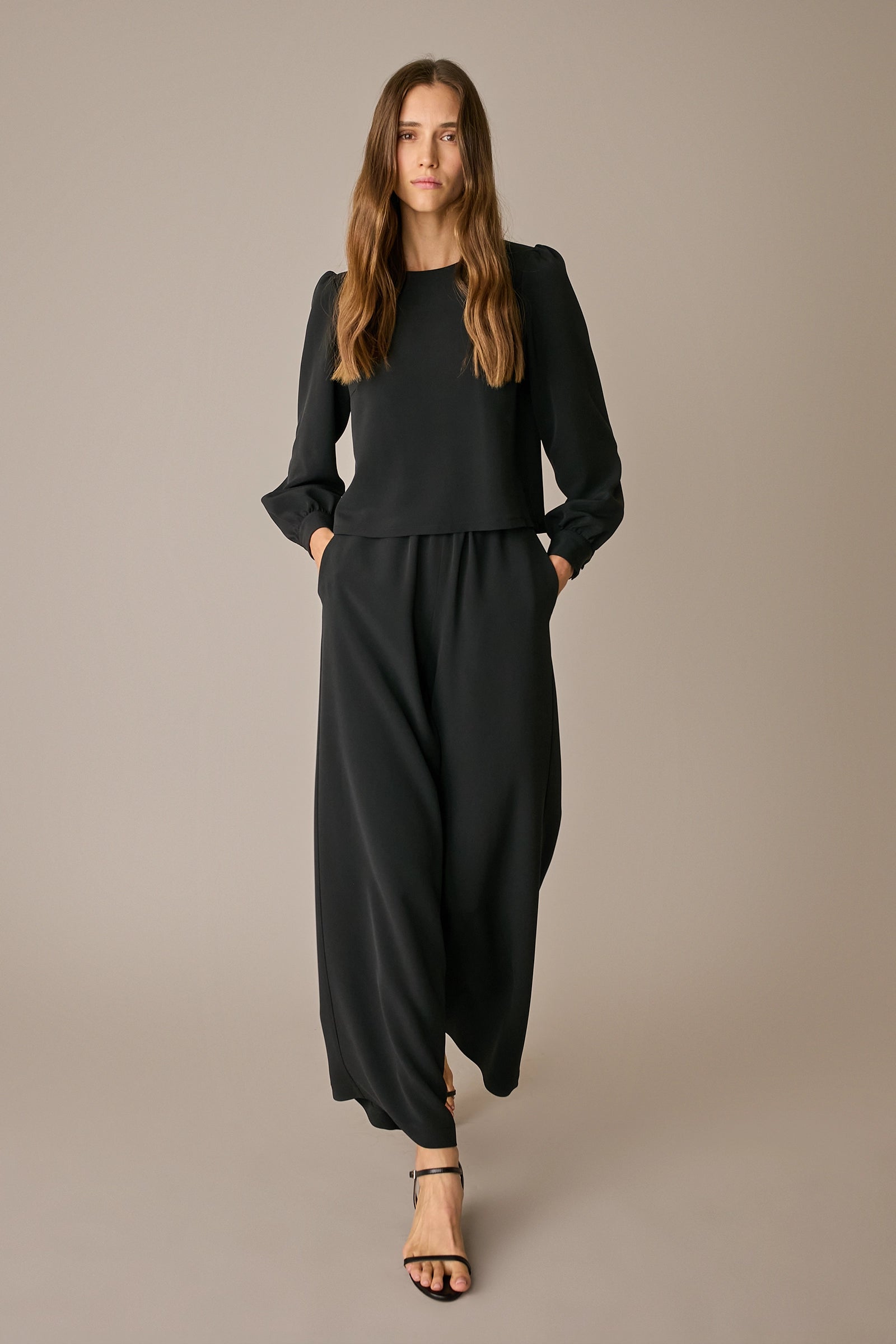 Fluid silk blend trousers