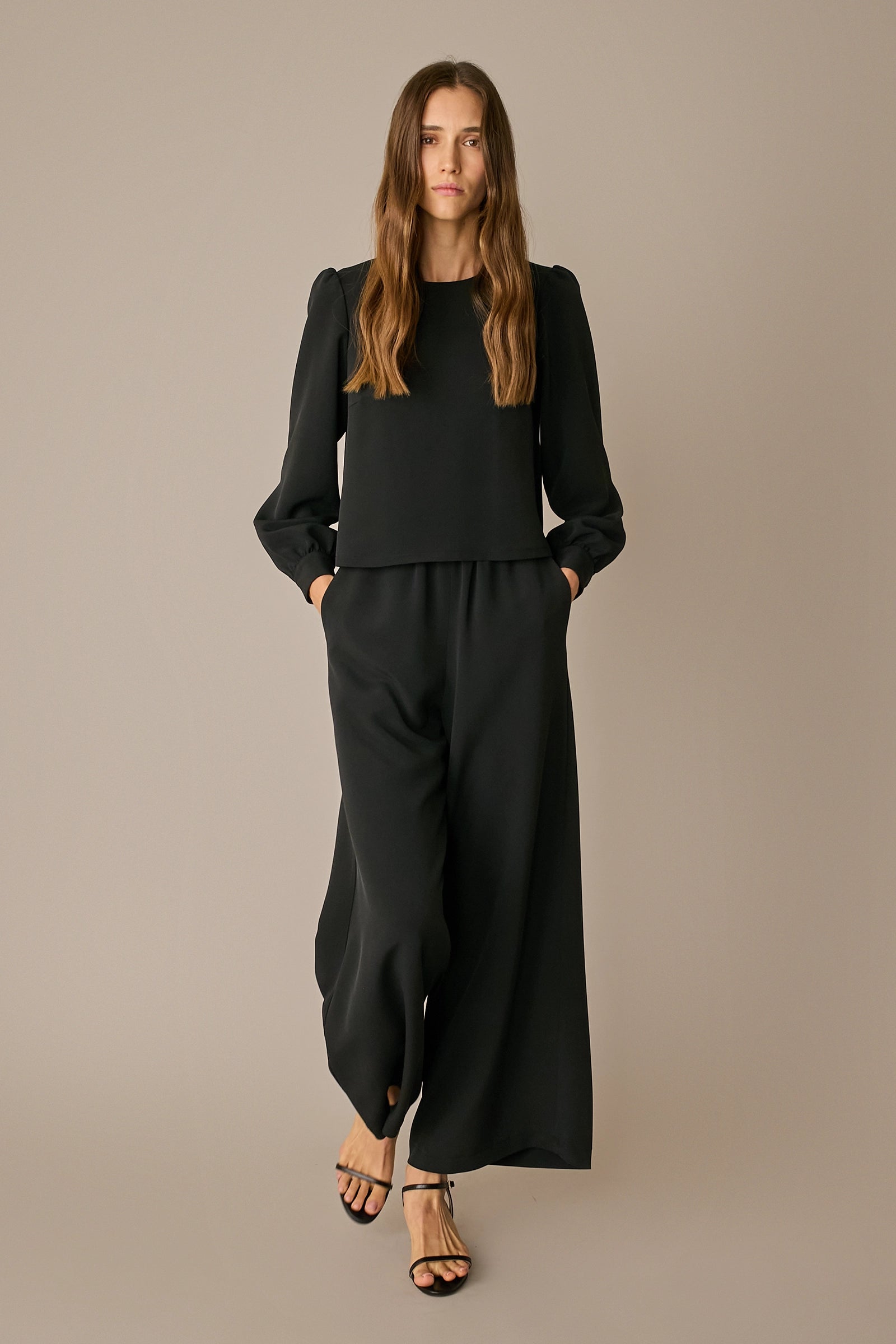 Fluid silk blend trousers