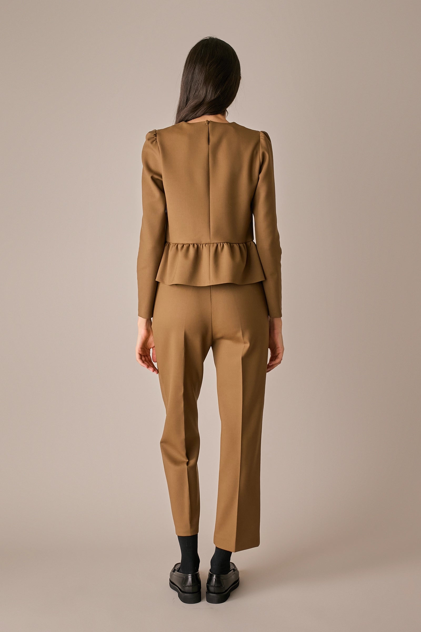 Stretch wool trousers with pleat
