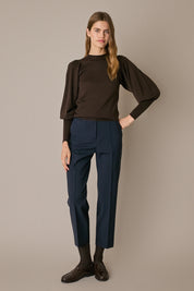 Stretch wool trousers with pleats