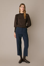 Stretch wool trousers with pleats