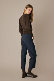 Stretch wool trousers with pleats