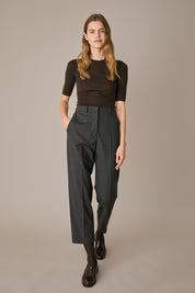Stretch wool trousers with pleats