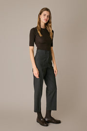 Stretch wool trousers with pleats
