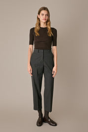 Stretch wool trousers with pleats