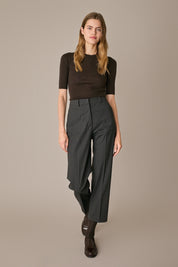 Stretch wool trousers with pleats