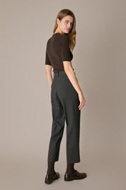 Stretch wool trousers with pleats