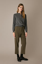Stretch wool trousers with pleats