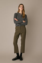 Stretch wool trousers with pleats