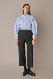 Cotton shirt with sculptural sleeves
