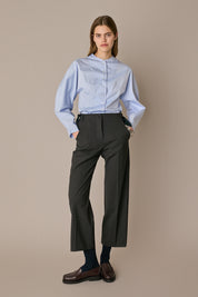 Cotton shirt with sculptural sleeves