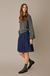 Bermuda in denim con pinces