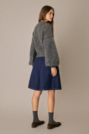Bermuda in denim con pinces