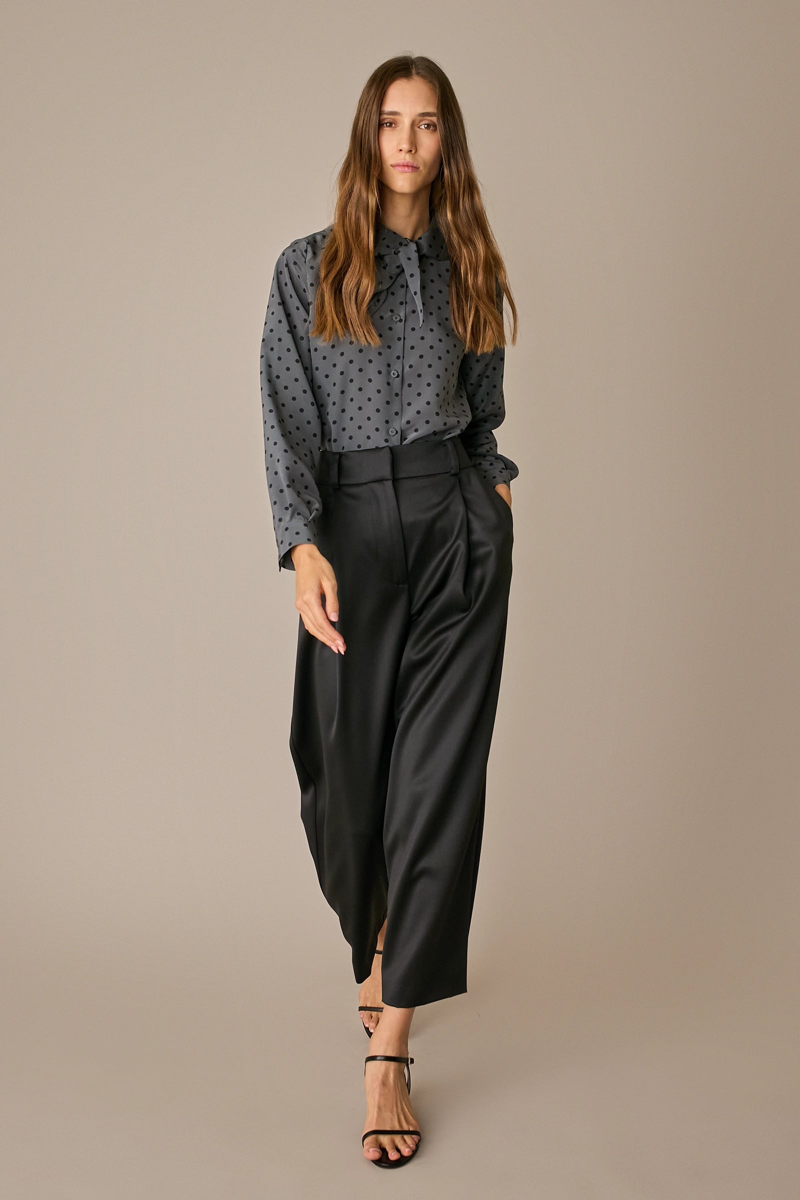 Wool satin trousers