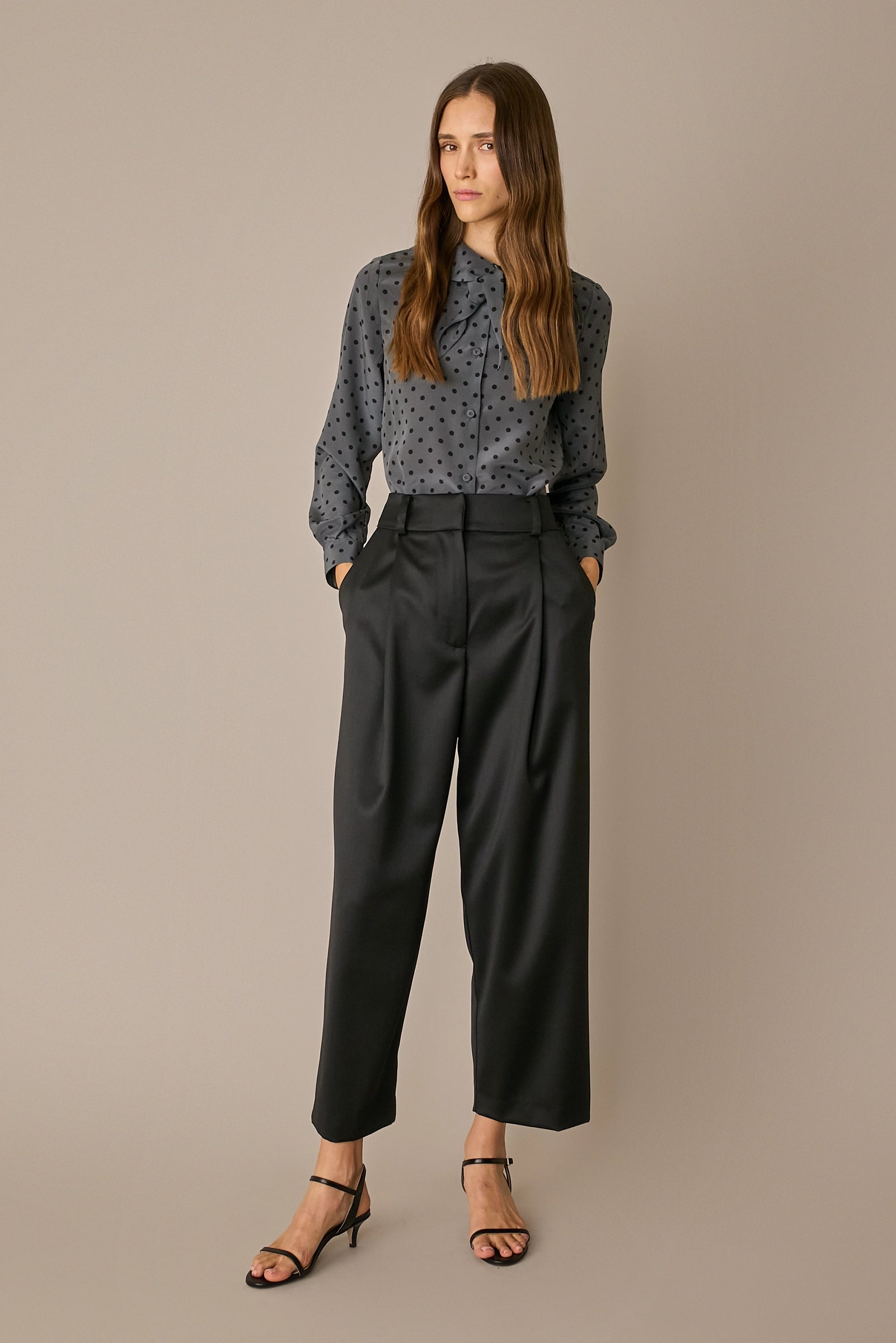 Wool satin trousers