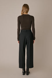 Stretch wool trousers with fabric belt