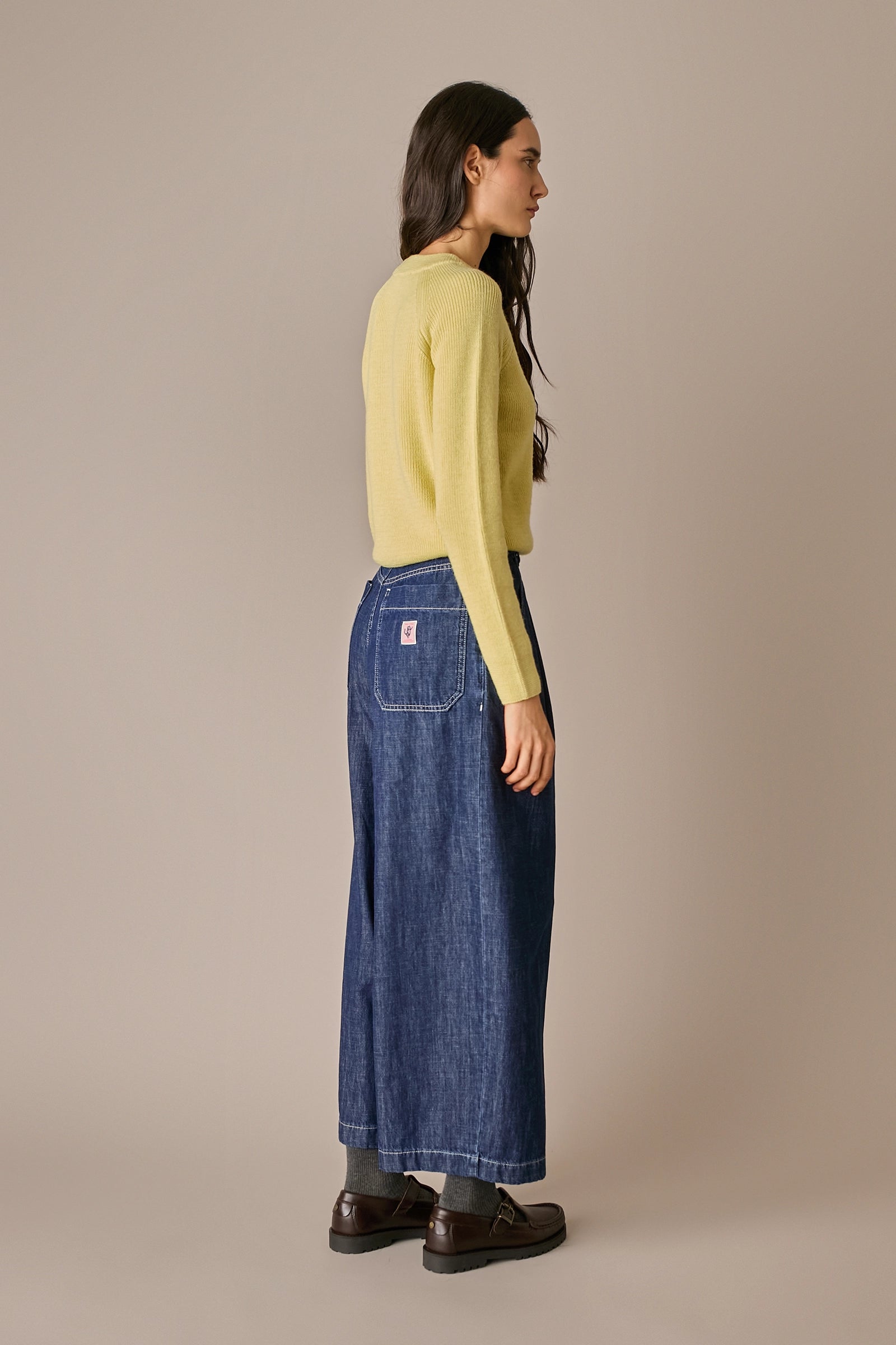 pantaloni balloon in denim – everyday wear, cuciture a contrasto, denim blu