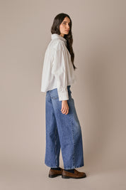 jeans 5 tasche 90s in denim di cotone 112, gamba dritta e ampia