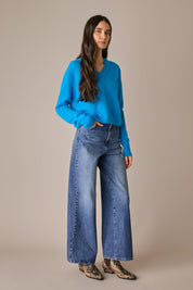 jeans 5 tasche 90s in denim di cotone, gamba dritta e ampia, 112