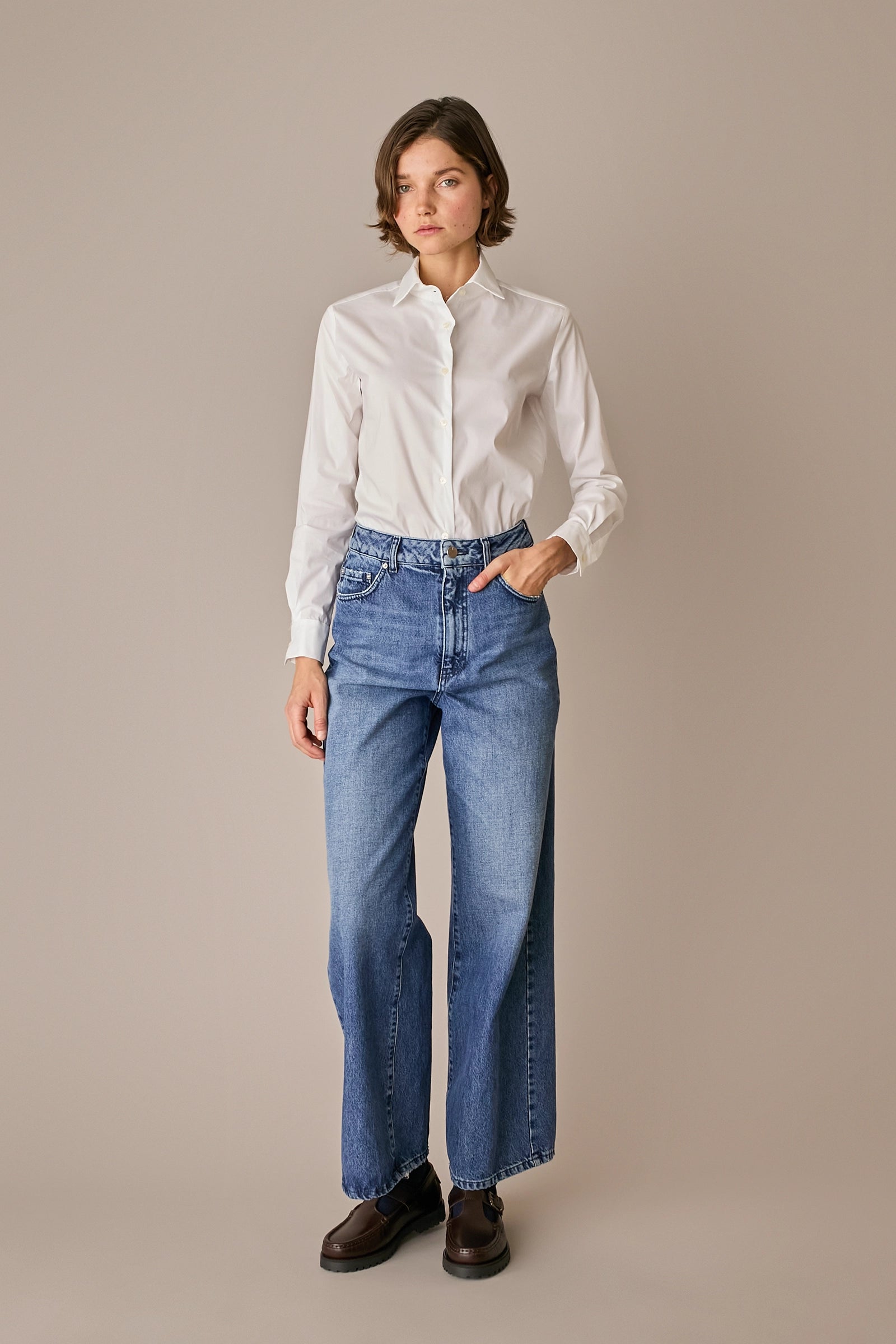 jeans 5 tasche 90s in denim di cotone denim blu, chiusura con cerniera
