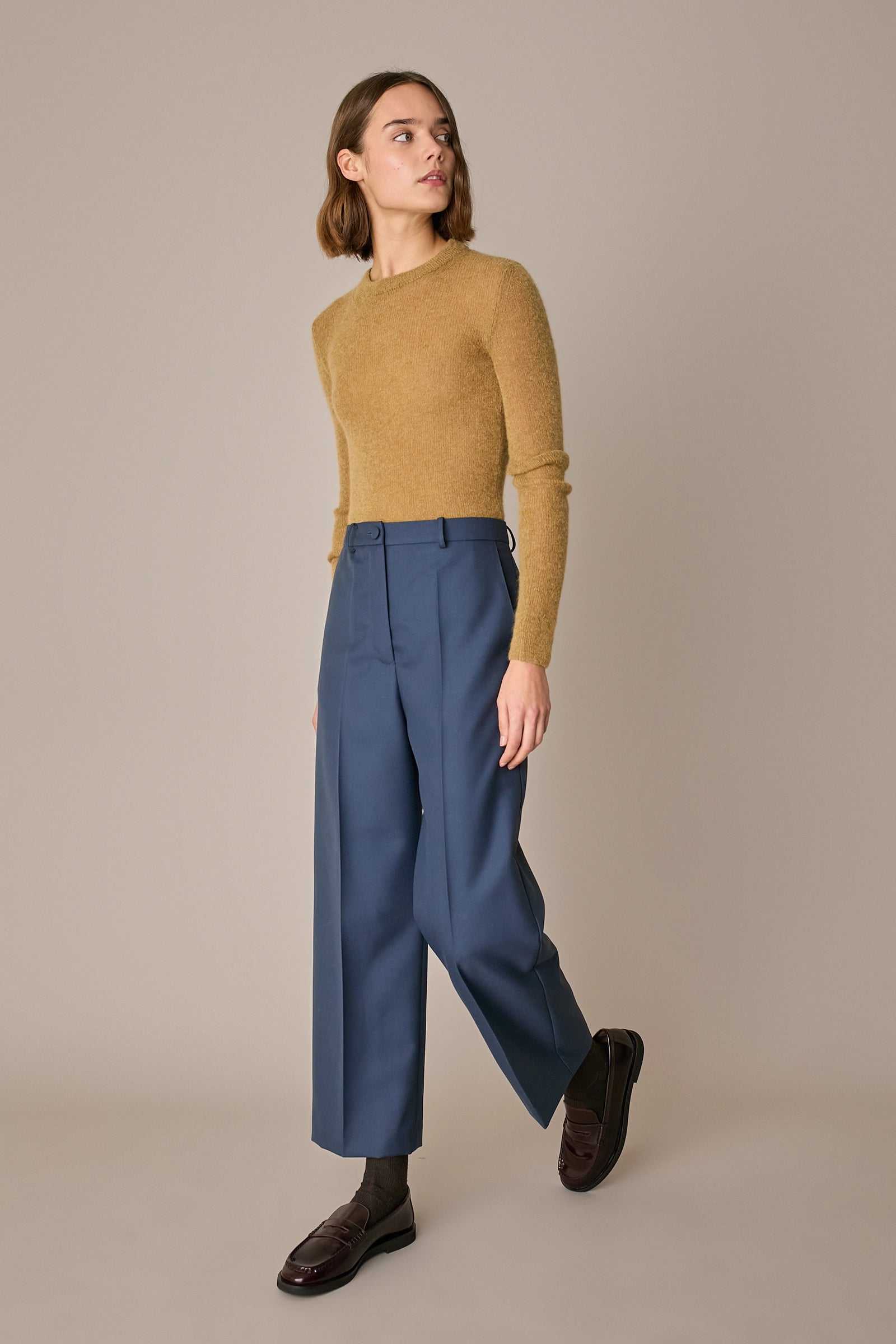 Wool-blend tailored trousers