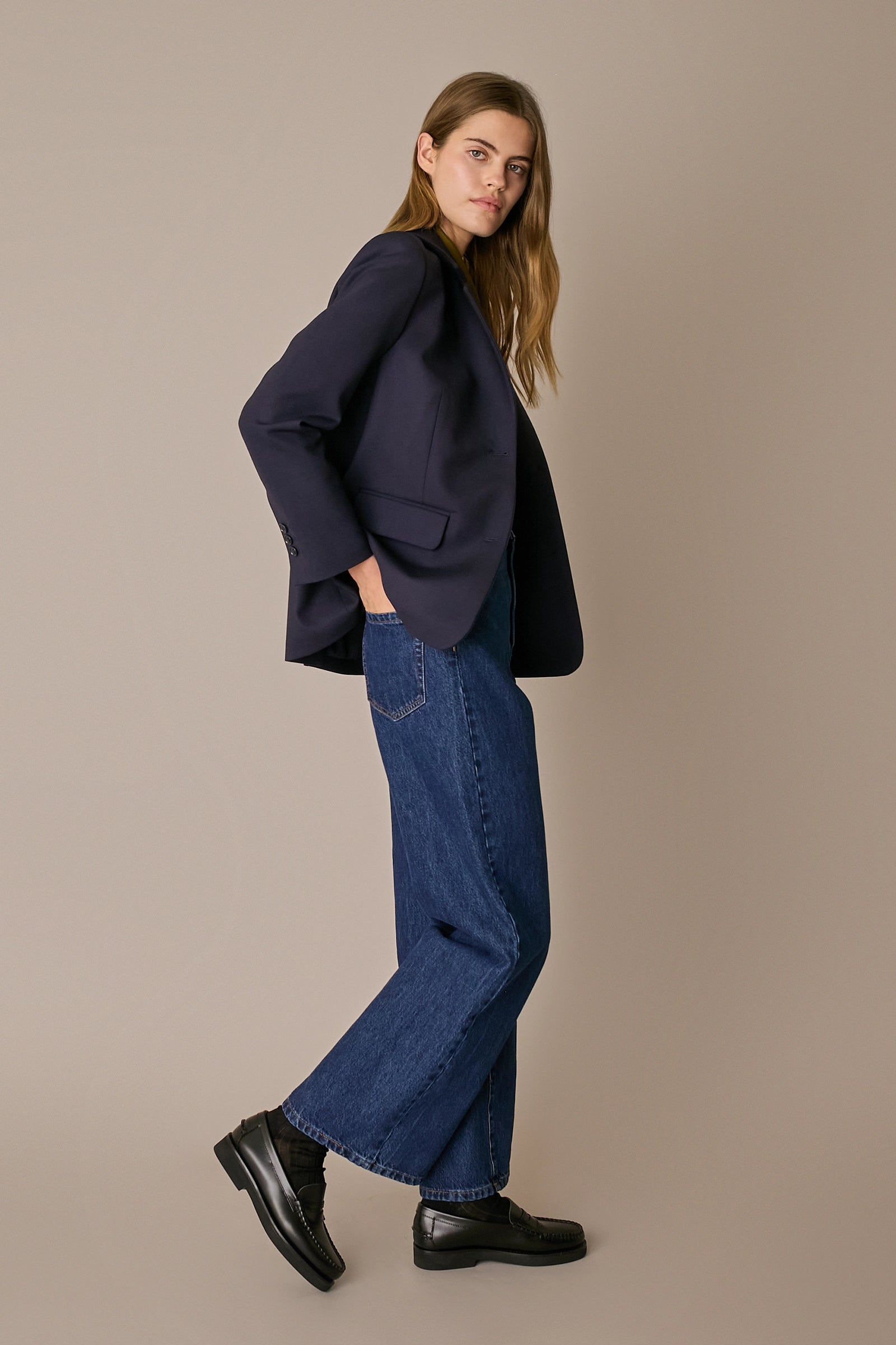 Single-breasted stretch wool blazer