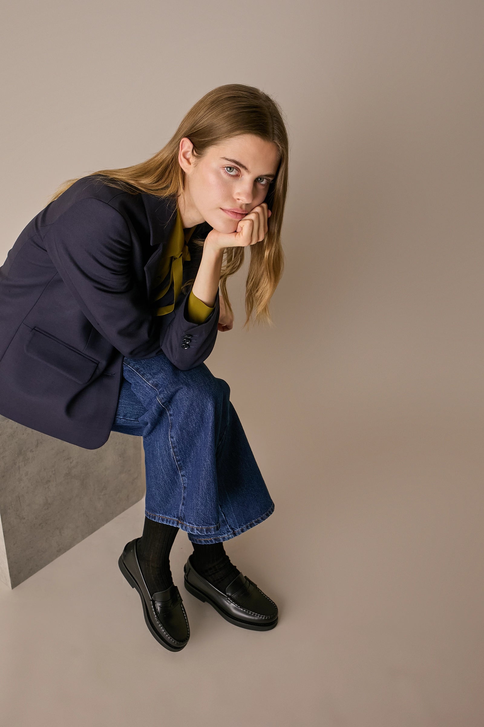 Single-breasted stretch wool blazer