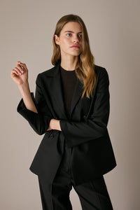 Blazer doppiopetto in lana stretch - NERO / 40