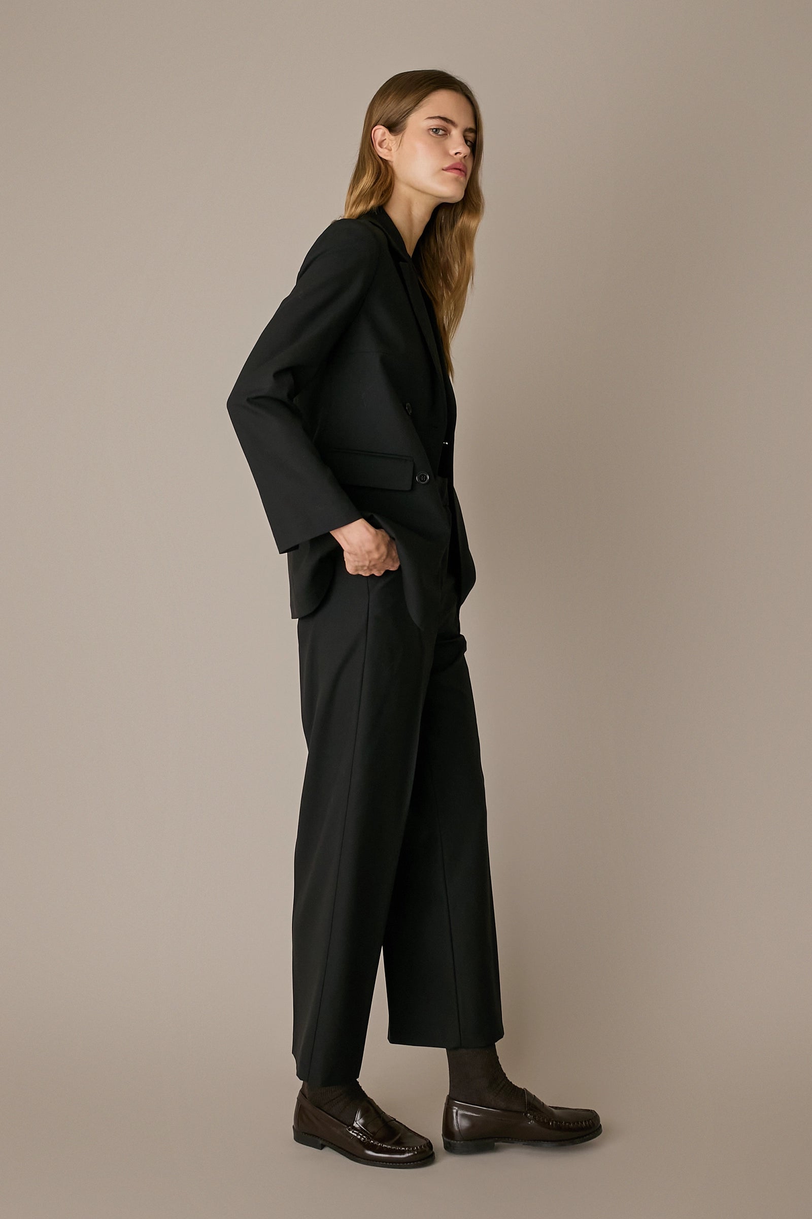 Blazer doppiopetto in lana stretch