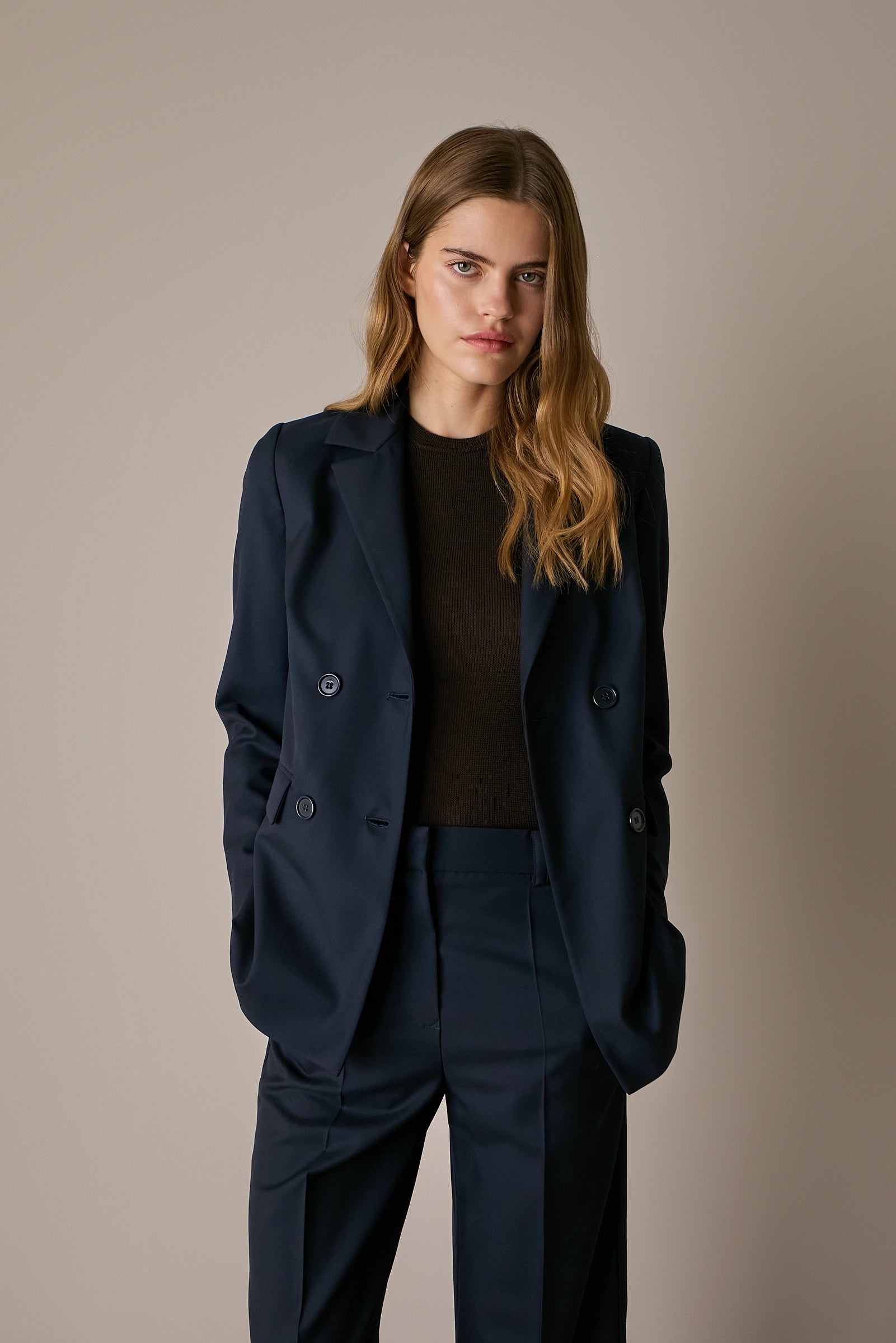 Blazer doppiopetto in lana stretch