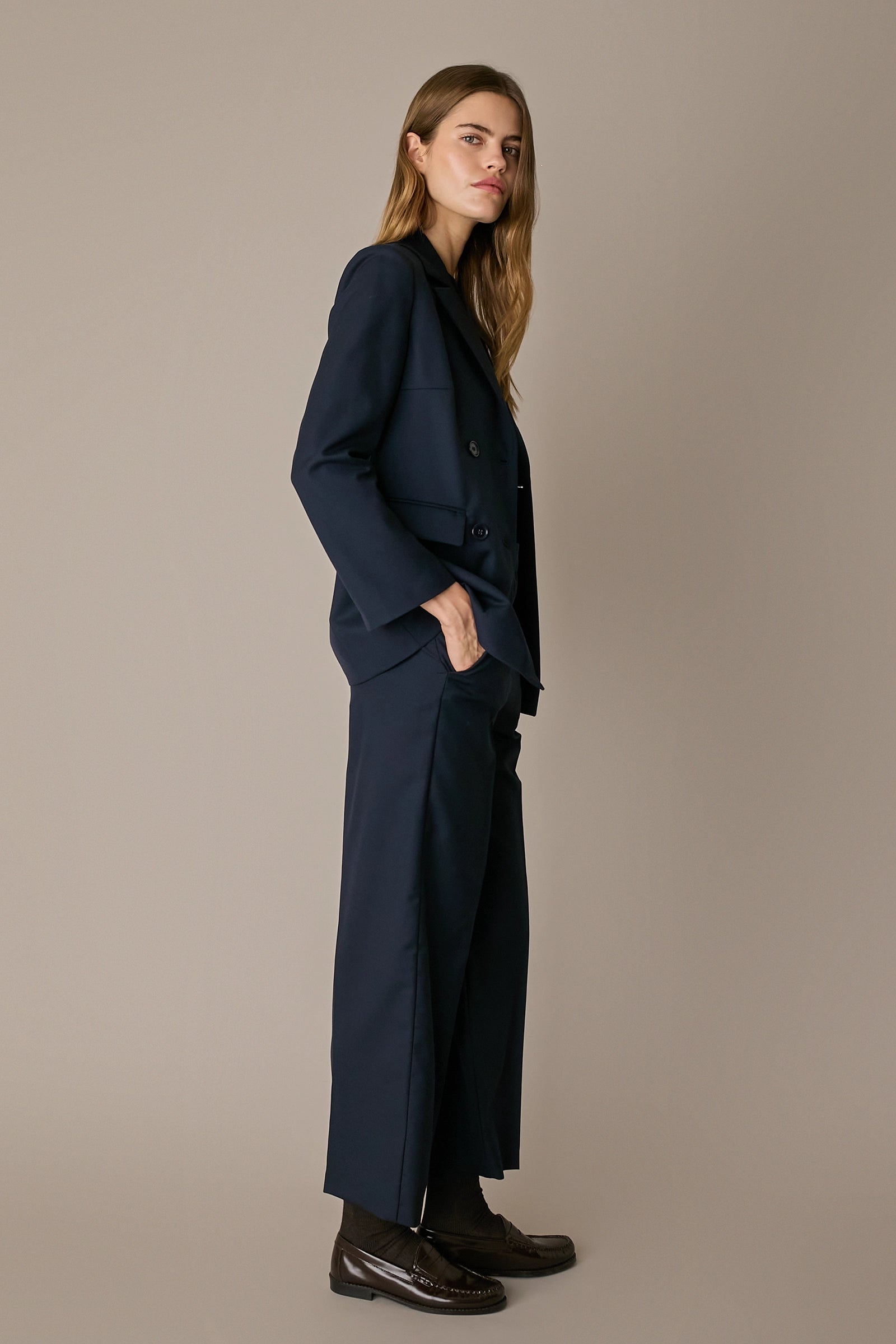 Blazer doppiopetto in lana stretch