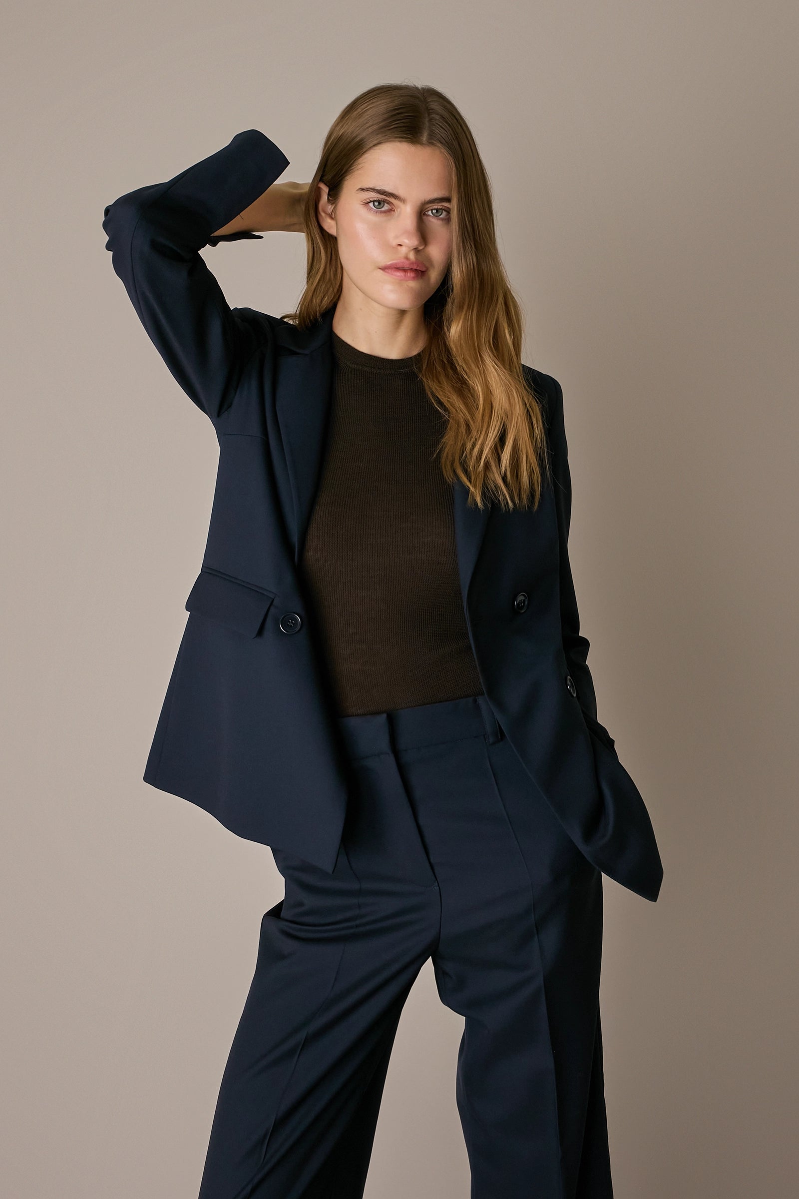 Blazer doppiopetto in lana stretch