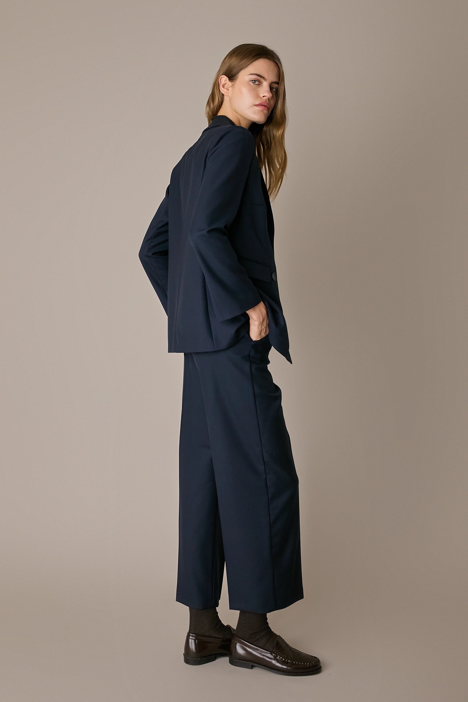 Blazer doppiopetto in lana stretch