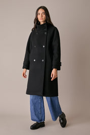 Virgin wool coat with funnel neck