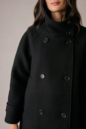 Virgin wool coat with funnel neck