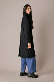 Virgin wool coat with funnel neck