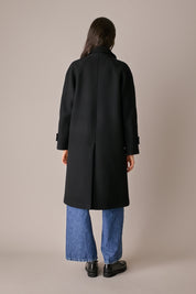 Virgin wool coat with funnel neck
